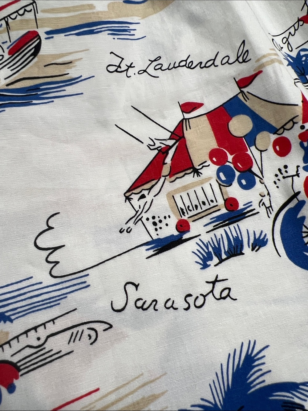 Brooks Brothers Cream Skater Skirt with Red & Blue Nautical Print - Picture 9 of 12
